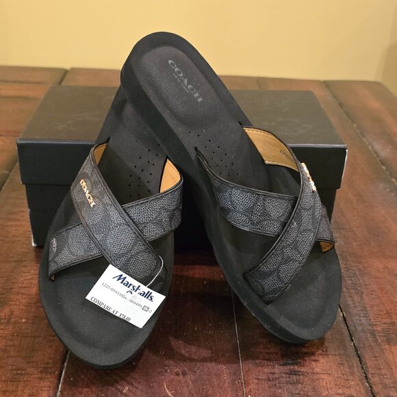 NWT - COACH Women's Slides Black 8.5M - Picture 2 of 7